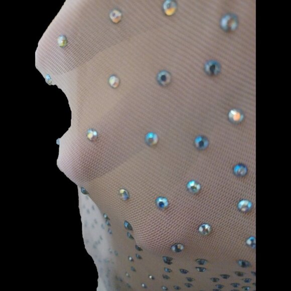 NWOT - Rhinestone Embellish Plunging Deep V Neck Halter Gown - XL - Picture 13 of 15